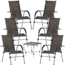 Kit 6 Cadeiras e Mesa Vênus Para Área, Churrasco, Jardim Piscina Trama