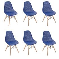 Kit 6 Cadeiras Eames Design Colméia Eloisa Azul Escuro