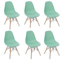 Kit 6 Cadeiras Eames Design Colméia Eloisa Varias Cores Verde