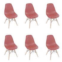 Kit 6 Cadeiras Eames Design Colméia Eloisa Vinho - homelandia