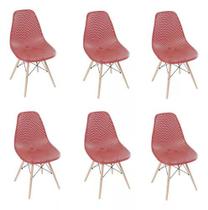 Kit 6 Cadeiras Eames Design Colméia Eloisa Vinho - Homelandia