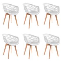 Kit 6 Cadeiras Eames Design Wood Web Branca