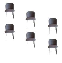 Kit 6 Cadeiras Elara Para Sala Mesa de Jantar Moderna com Base de Ferro Tecido Bouclé Premium Grafite Topii Moda Casa Kit 6 Cadeiras Elara Para Sala Mesa de Jantar Moderna com Base de Ferro Tecido Bouclé Premium Grafite Topii Moda Casa