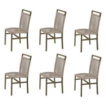 Kit 6 Cadeiras em Corda Náutica Rami e Alumínio Champagne Liza para Área Externa - STAR MOBILIA