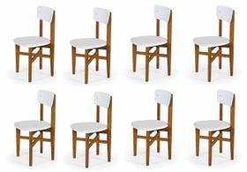 Kit 6 Cadeiras em Madeira Maciça Elisa para Sala de Jantar Branco Kit 6 Cadeiras em Madeira Maciça Elisa para Sala de Jantar Branco