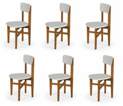 Kit 6 Cadeiras em Madeira Maciça Elisa para Sala de Jantar Off-white