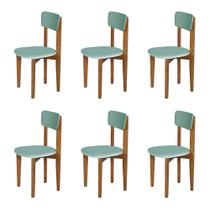 Kit 6 Cadeiras em Madeira Maciça Elisa para Sala de Jantar Verde Kit 6 Cadeiras em Madeira Maciça Elisa para Sala de Jantar Verde