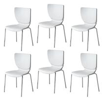 Kit 6 Cadeiras Empilháveis Base Aço Tubular Mono