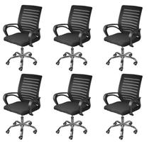 Kit 6 Cadeiras Escritório Diretor Office Tela Mesh Viena 3324 Preto