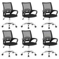 Kit 6 Cadeiras Escritório Diretor Tela Mesh Manchester Kit 6 Cadeiras Escritório Diretor Tela Mesh Manchester