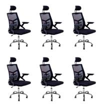 Kit 6 Cadeiras Escritório Executiva Diretor Relax Ergonômica Com Apoio De Cabeça Kit 6 Cadeiras Escritório Executiva Diretor Relax Ergonômica Com Apoio De Cabeça