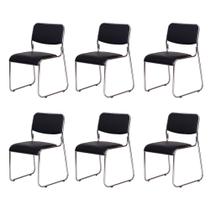 Kit 6 Cadeiras Escritório Interlocutor Dakar Preta Base Fixa Cromada Kit 6 Cadeiras Escritório Interlocutor Dakar Preta Base Fixa Cromada