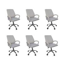 Kit 6 Cadeiras Escritório Oficial Esteirinha Tela Mesh Branc