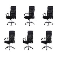 Kit 6 Cadeiras Escritorio Presidente com Relax Tela Mesh material sintético 3307
