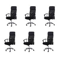 Kit 6 Cadeiras Escritorio Presidente com Relax Tela Mesh material sintético 3307 Preto Kit 6 Cadeiras Escritorio Presidente com Relax Tela Mesh material sintético 3307 Preto