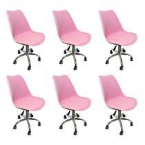 Kit 6 Cadeiras Escritório Secretária Decorativa Eames Chicago Kit 6 Cadeiras Escritório Secretária Decorativa Eames Chicago