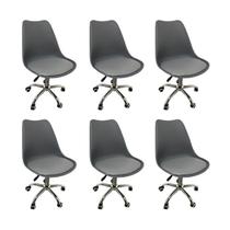 Kit 6 Cadeiras Escritório Secretária Decorativa Eames Chicago Kit 6 Cadeiras Escritório Secretária Decorativa Eames Chicago
