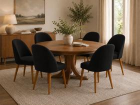Kit 6 Cadeiras Estofada Moderna Sala de Jantar Lua Preto Kit 6 Cadeiras Estofada Moderna Sala de Jantar Lua Preto
