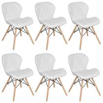 Kit 6 Cadeiras Estofadas Charles Eames Eiffel Slim Branco