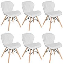 Kit 6 cadeiras estofadas Charles Eames Eiffel Slim Wood confort