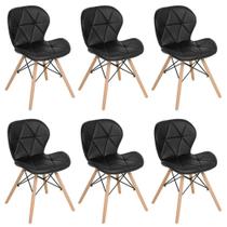 Kit 6 cadeiras estofadas Charles Eames Eiffel Slim Wood confort