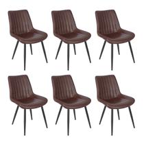 Kit 6 cadeiras estofadas design industrial Chicago Marrom Café Kit 6 cadeiras estofadas design industrial Chicago Marrom Café