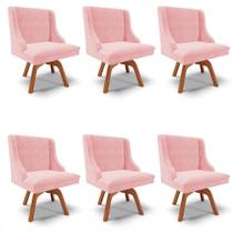 Kit 6 Cadeiras Estofadas Giratória para Sala de Jantar Lia Suede Rosa Bebê - Ibiza Kit 6 Cadeiras Estofadas Giratória para Sala de Jantar Lia Suede Rosa Bebê - Ibiza