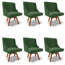 Kit 6 Cadeiras Estofadas Giratória para Sala de Jantar Lia Suede Verde - Ibiza