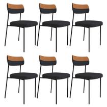 Kit 6 Cadeiras Estofadas Milli Corano/Linho F02 Caramelo/Grafite - Mpozenato
