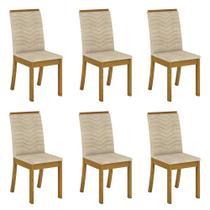 Kit 6 Cadeiras Estofadas para Sala de Jantar Isa Nature/Linho - Henn
