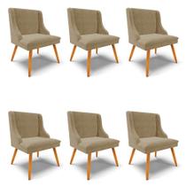 Kit 6 Cadeiras Estofadas para Sala de Jantar Pés Palito Lia Suede Marrom RT - Ibiza