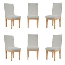 Kit 6 Cadeiras Estofadas Reforçada Para Mesa De Jantar Cinza
