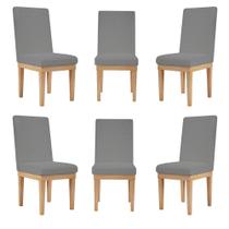 KIT 6 Cadeiras Estofadas Reforçada para Mesa de Jantar Linho