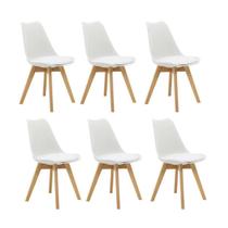 Kit 6 Cadeiras Estofadas Saarinen Wood Pés de Madeira Branco