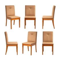 Kit 6 Cadeiras Estofadas Tiê Maxx CabeCasa MadeiraOriginals