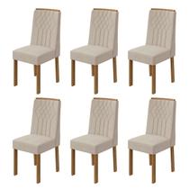 Kit 6 Cadeiras Exclusive Amêndoa Clean/Linho Rinzai Bege 75871 - Móveis Lopas