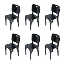 Kit 6 Cadeiras Fixas Boteco Pretas em Madeira Maciça S Pretas para Restaurantes
