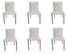 Kit 6 Cadeiras Gael Para Sala Mesa de Jantar Moderna com Base de Ferro Tecido Bouclé Premium Bege Topii Moda Casa