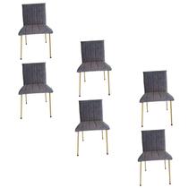 Kit 6 Cadeiras Gael Para Sala Mesa de Jantar Moderna com Base de Ferro Tecido Bouclé Premium Grafite Topii Moda Casa Kit 6 Cadeiras Gael Para Sala Mesa de Jantar Moderna com Base de Ferro Tecido Bouclé Premium Grafite Topii Moda Casa