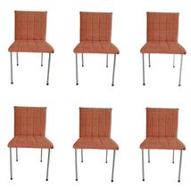 Kit 6 Cadeiras Gael Para Sala Mesa de Jantar Moderna com Base de Ferro Tecido Bouclé Premium Terracota Topii Moda Casa