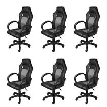 Kit 6 Cadeiras Gamer com Relax e Braço Estofado Raptor 3316