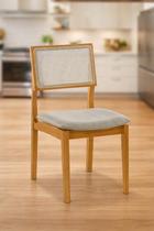 Kit 6 Cadeiras Granada Para Sala De Jantar Luxo Tela Madeira Eucalipto Estofado Linho