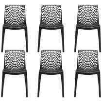 kit 6 Cadeiras Gruvyer Design Preto Sala Cozinha Jantar