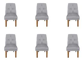 Kit 6 Cadeiras Helena Linho Cinza - Dominic Decor Kit 6 Cadeiras Helena Linho Cinza - Dominic Decor