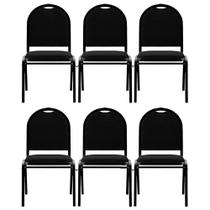 Kit 6 Cadeiras Hoteleiras Auditório Empilhável Linho M23 Preto - Mpozenato