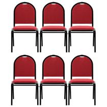Kit 6 Cadeiras Hoteleiras Auditório Empilhável Linho M23 Vermelho - Mpozenato