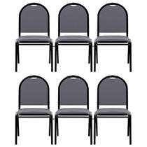 Kit 6 Cadeiras Hoteleiras Auditório Empilhável Sintético M23 Cinza - Mpozenato