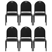 Kit 6 Cadeiras Hoteleiras Auditório Empilhável Sintético M23 Preto - Mpozenato
