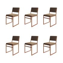 Kit 6 Cadeiras Industrial Isa Veludo Marrom Base Cobre para Mesa Sala Cozinha - Cobre/marrom Kit 6 Cadeiras Industrial Isa Veludo Marrom Base Cobre para Mesa Sala Cozinha - Cobre/marrom