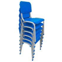 Kit 6 Cadeiras Infantil Polipropileno LG flex Reforçada Empilhável WP Kids Azul - LG Flex Cadeiras